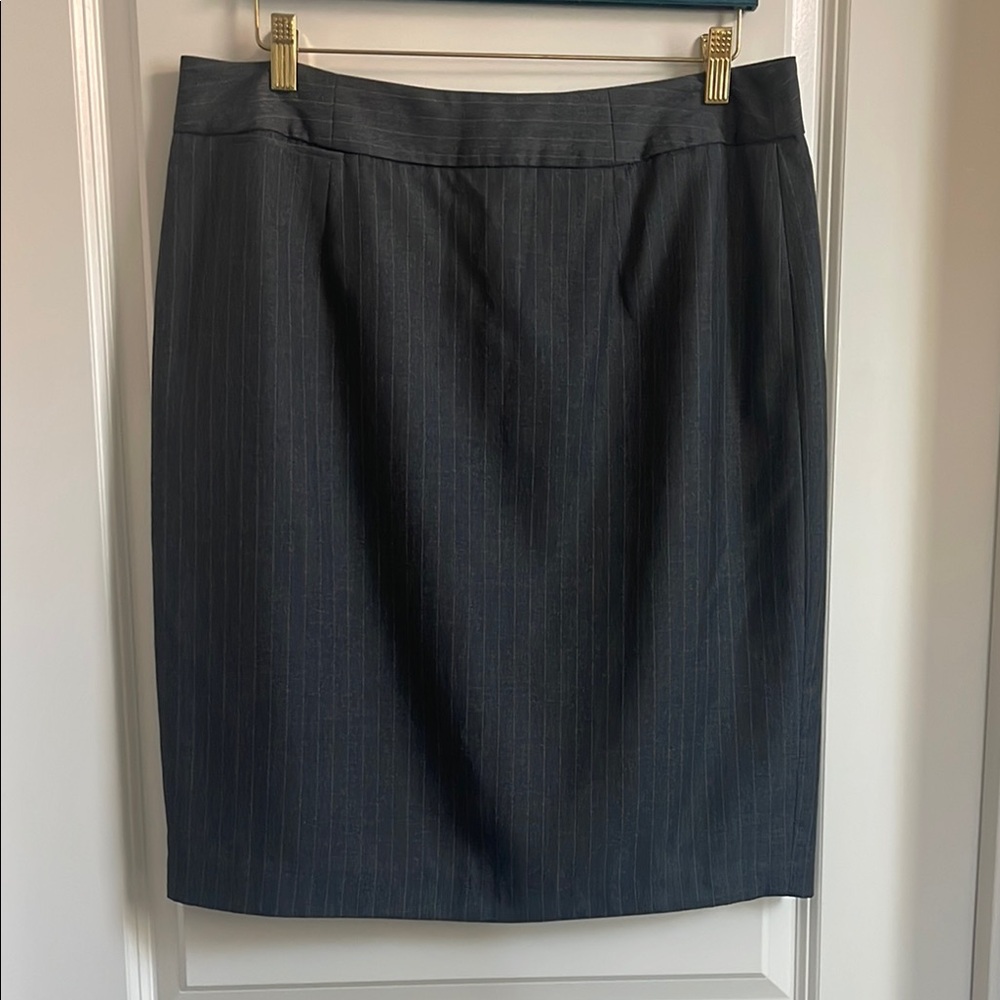 Gray Pinstripe Pencil Skirt